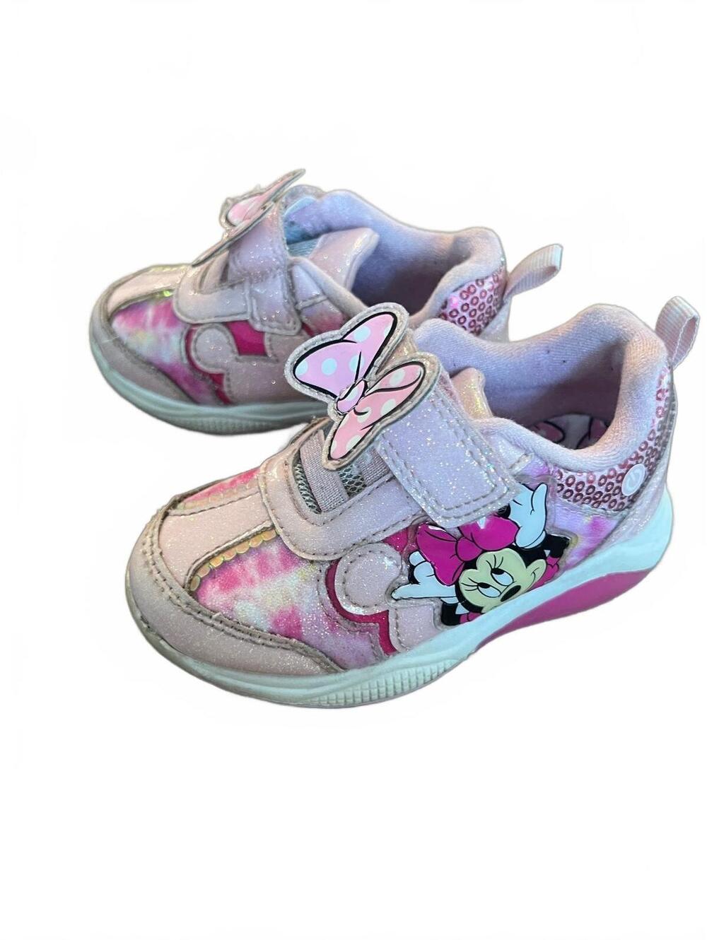 Toddler Pink Minnie Mouse Light-Up Sneakers with Bow Accent, Size 7